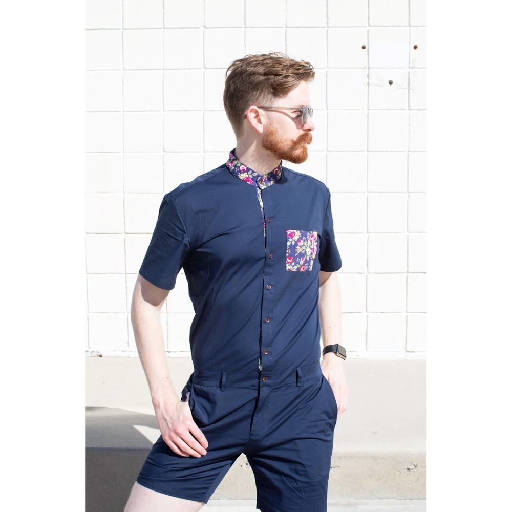Romper Jack Navy Rose Romper Floral One Piece Men's Size XL